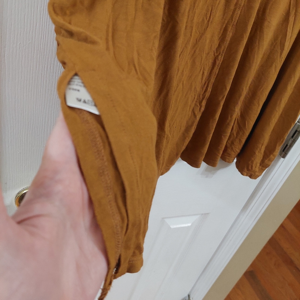 We The Free Andy Button Down Shirt Yellow Brown Medium Oversized Free People - Picture 7 of 8